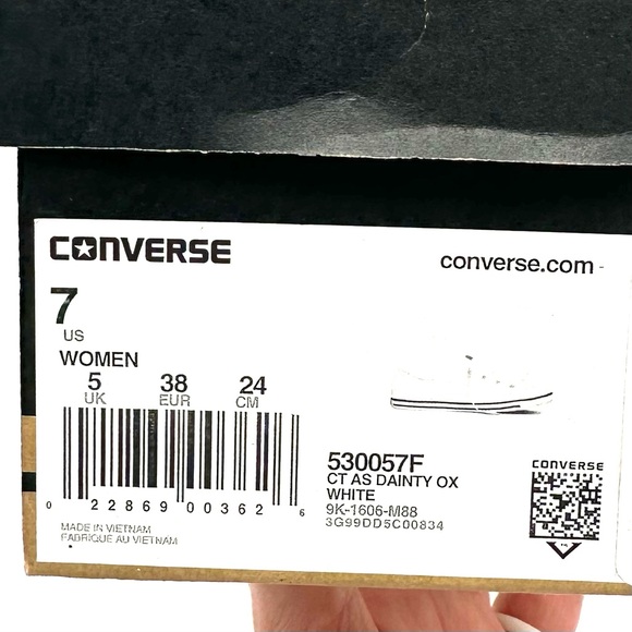 Converse Women's Chuck Taylor all star Dainty low, Oxford White, size 7, NWT - Picture 6 of 6